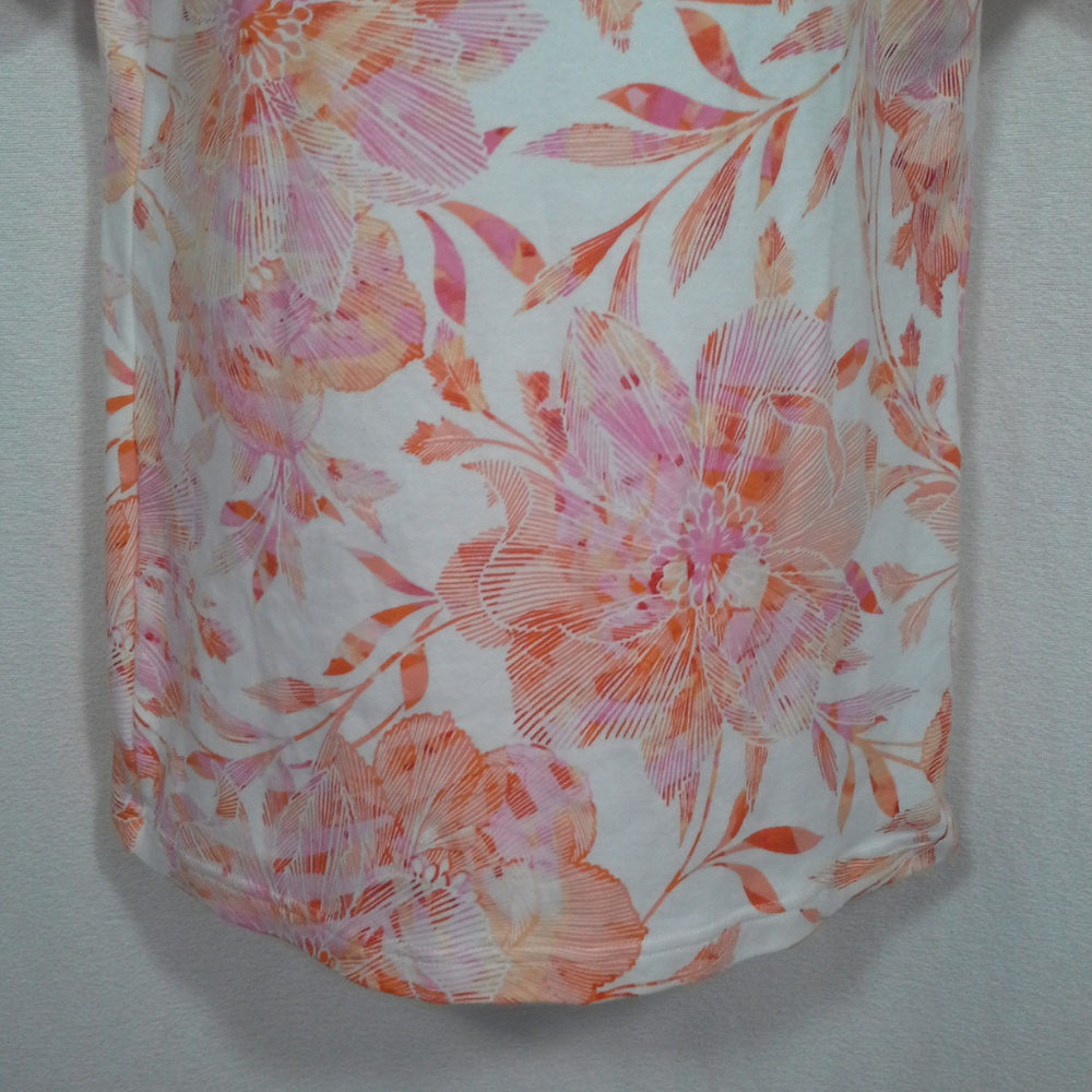 Croft & Barrow womens top t-shirt Size S Orange floral on white - Picture 8 of 8